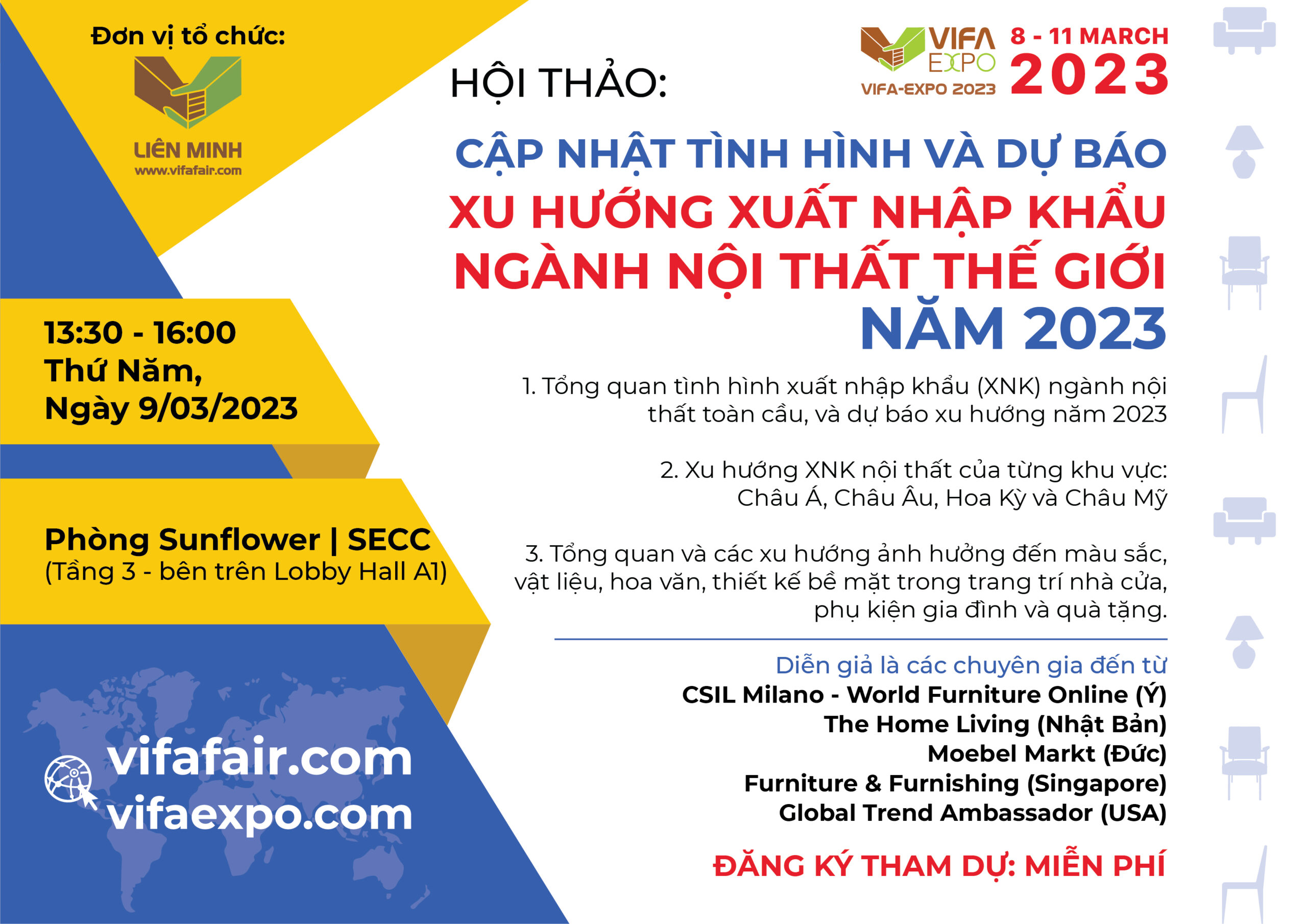 Hội thảo xu hướng xuất nhập khẩu nội thất trên thế giới 2023 VIfa expo 2023